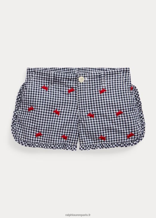 short en popeline de coton vichy crabe 46T60T6863 enfants Ralph Lauren raffiné marine/blanc