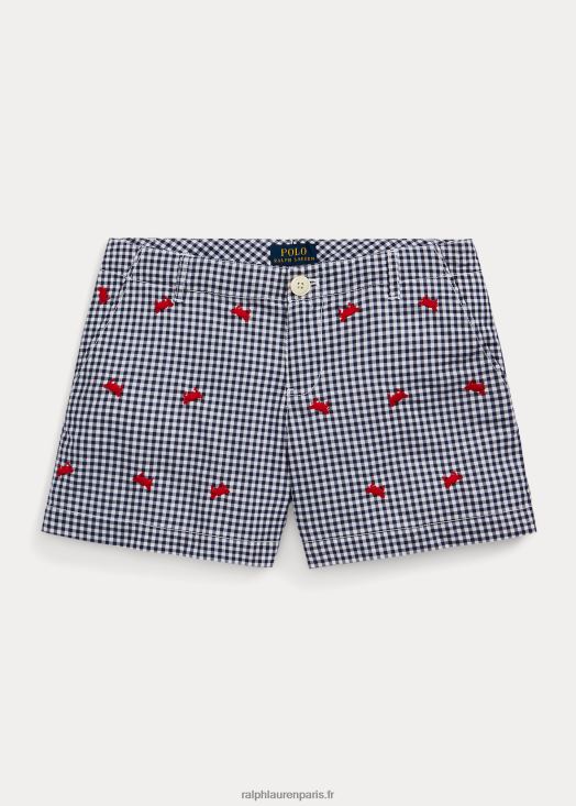 short en popeline de coton vichy crabe 46T60T7155 enfants Ralph Lauren raffiné marine/blanc