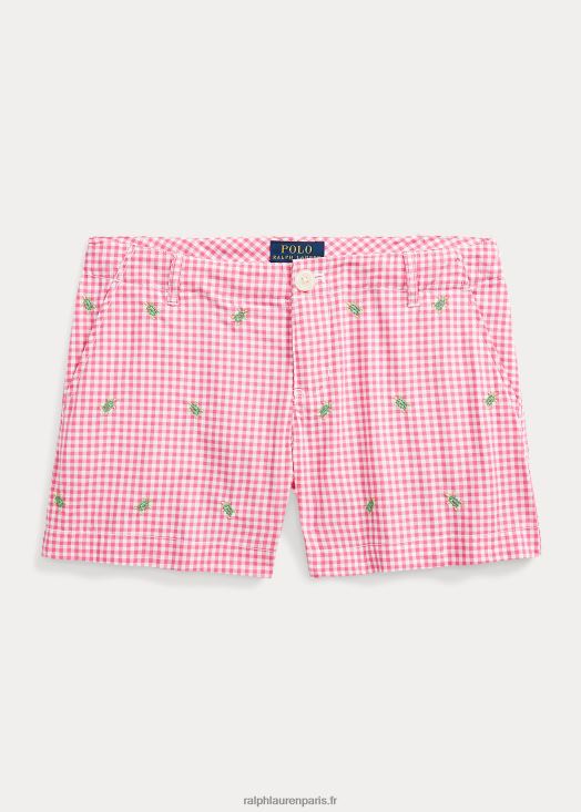 short en popeline de coton vichy tortue 46T60T7167 enfants Ralph Lauren rose désert/blanc