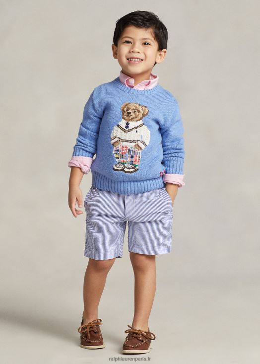 short en seersucker de coton stretch 46T60T5659 enfants Ralph Lauren seersucker bleu