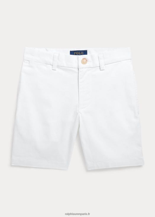 short en sergé flex abrasif coupe droite 46T60T5623 enfants Ralph Lauren lavage de pont blanc