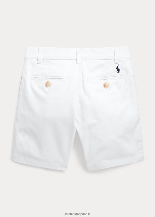 short en sergé flex abrasif coupe droite 46T60T5623 enfants Ralph Lauren lavage de pont blanc