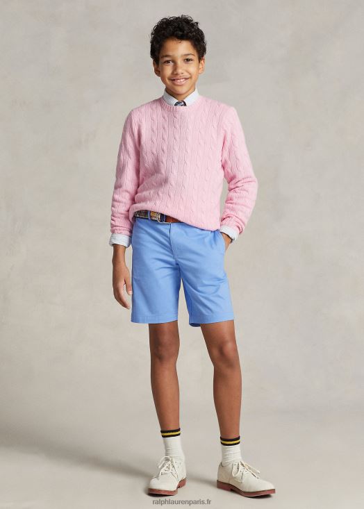 short en sergé flex abrasif coupe droite 46T60T5645 enfants Ralph Lauren bleu de l'île du port