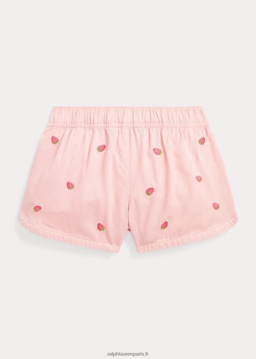 short fraise en sergé de coton 46T60T6705 enfants Ralph Lauren rose des adirondacks