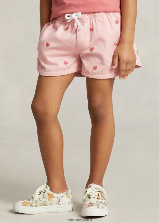 short fraise en sergé de coton 46T60T6705 enfants Ralph Lauren rose des adirondacks