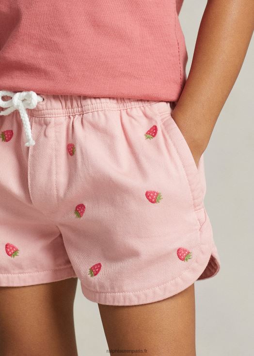 short fraise en sergé de coton 46T60T6705 enfants Ralph Lauren rose des adirondacks