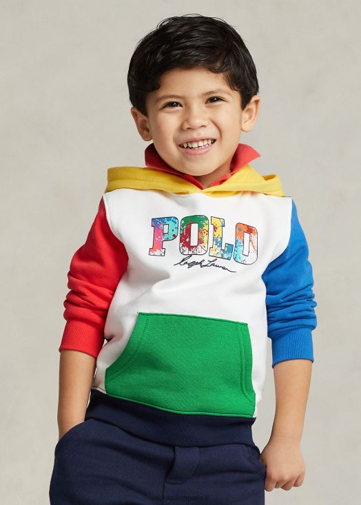 sweat à capuche colour-block à logo 46T60T5660 enfants Ralph Lauren multicolore blanc