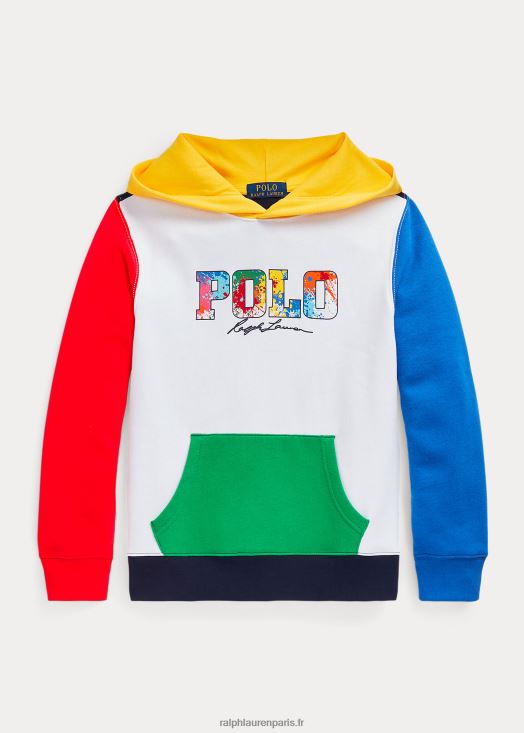 sweat à capuche colour-block à logo 46T60T6167 enfants Ralph Lauren multicolore blanc
