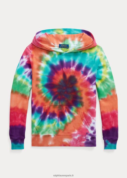 sweat à capuche en coton éponge tie-dye 46T60T6130 enfants Ralph Lauren teinture arc-en-ciel