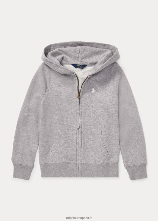 sweat à capuche en molleton 46T60T7027 enfants Ralph Lauren gris clair chiné