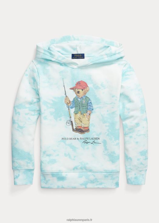 sweat à capuche en molleton à imprimé tie-dye polo bear 46T60T6113 enfants Ralph Lauren île aquatique
