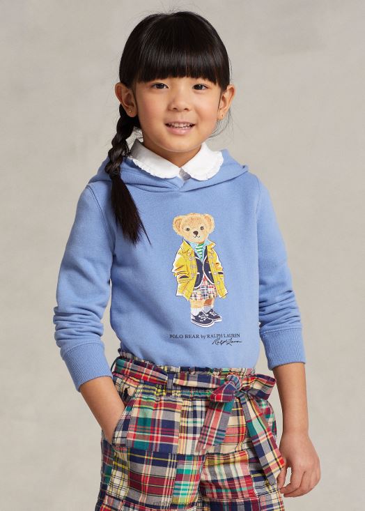 sweat à capuche en polaire polo bear 46T60T7348 enfants Ralph Lauren bleu de l'île du port