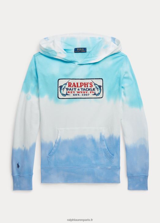sweat à capuche graphique tie-dye spa terry 46T60T6122 enfants Ralph Lauren île aqua tie dye