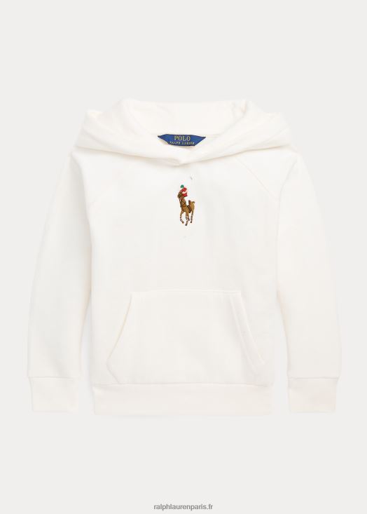 sweat à capuche polaire big pony 46T60T7353 enfants Ralph Lauren lavage de pont blanc