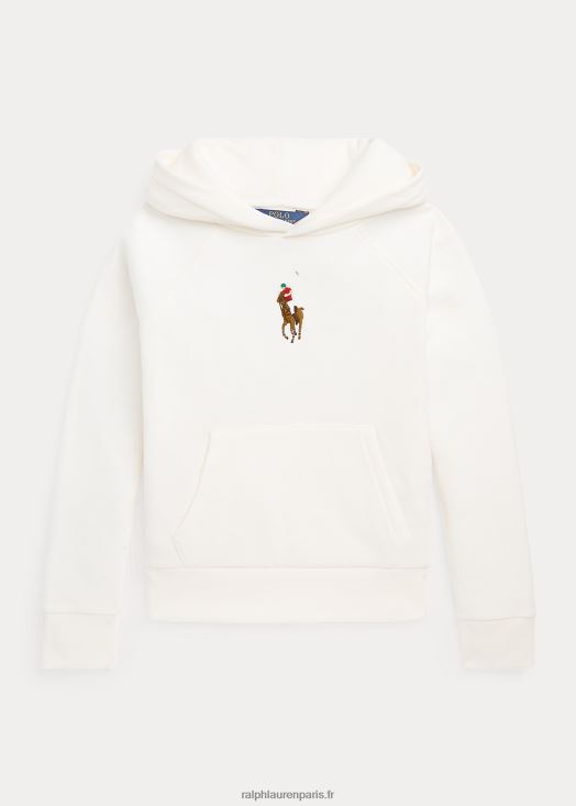 sweat à capuche polaire big pony 46T60T7496 enfants Ralph Lauren lavage de pont blanc