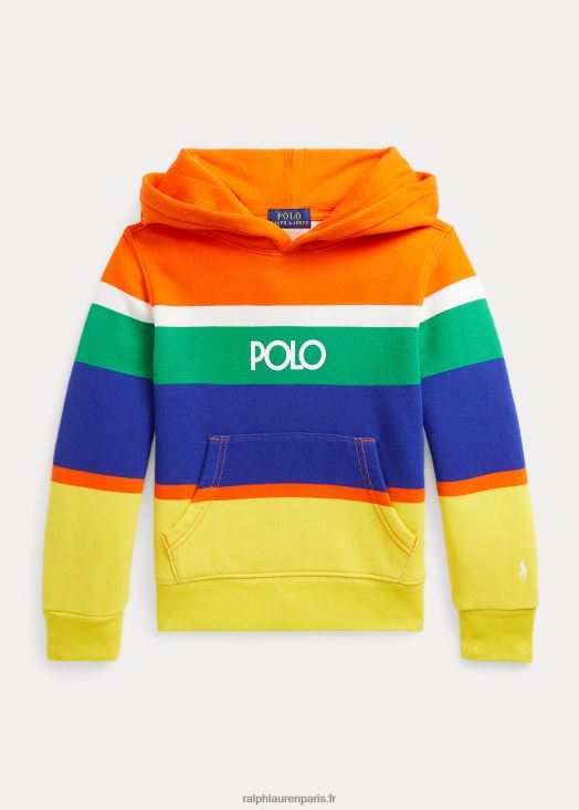 sweat à capuche rayé à logo 46T60T9772 enfants Ralph Lauren voile orange multi