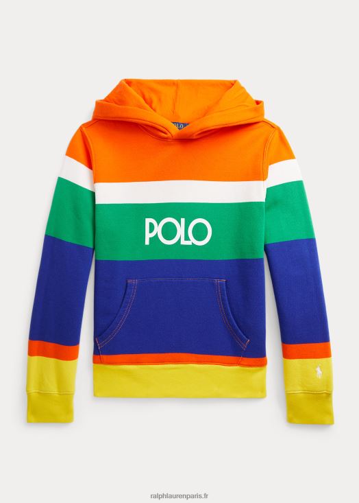 sweat à capuche rayé à logo 46T60T9818 enfants Ralph Lauren voile orange multi