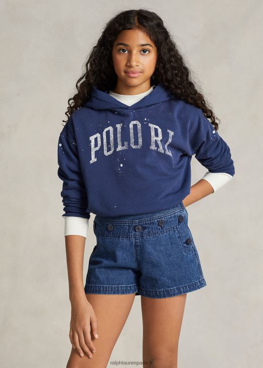 sweat à capuche spa en éponge à imprimé éclaboussures de peinture 46T60T7488 enfants Ralph Lauren marine rustique