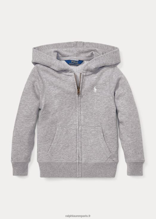 sweat à capuche zippé en molleton 46T60T6925 enfants Ralph Lauren gris clair chiné