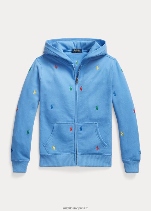 sweat à capuche zippé poney poney polo 46T60T6603 enfants Ralph Lauren bleu de l'île du port