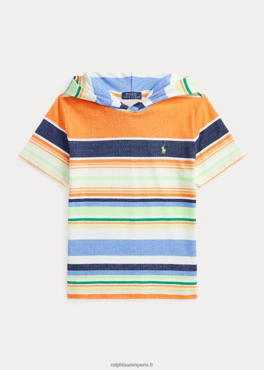 t-shirt à capuche en filet de coton rayé 46T60T6120 enfants Ralph Lauren rayure paradisiaque
