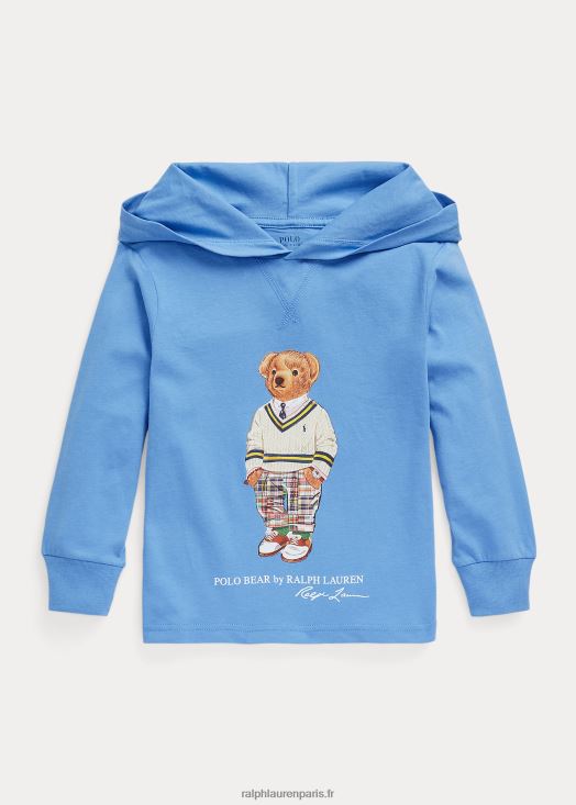 t-shirt à capuche en jersey de coton polo bear 46T60T6455 enfants Ralph Lauren port île blie