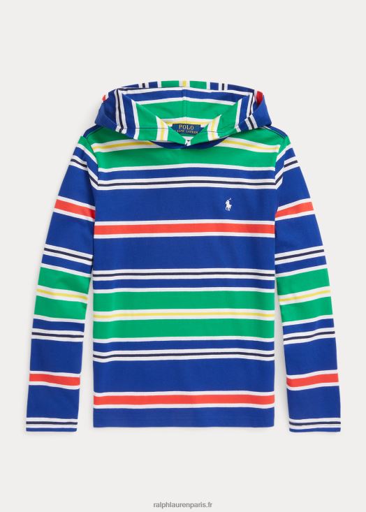 t-shirt à capuche en jersey de coton rayé 46T60T6176 enfants Ralph Lauren héritage royal multi