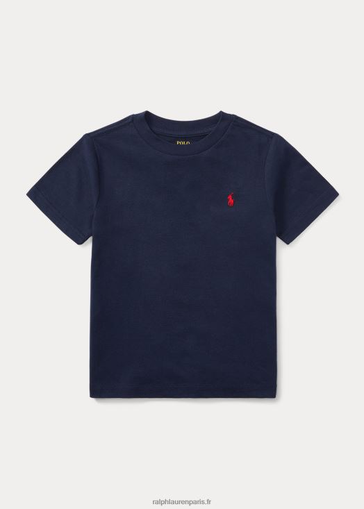 t-shirt à col rond en jersey de coton 46T60T5892 enfants Ralph Lauren marine de croisière