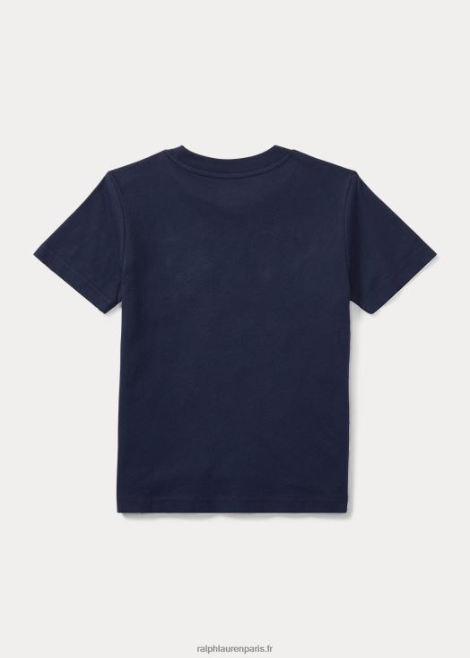t-shirt à col rond en jersey de coton 46T60T5892 enfants Ralph Lauren marine de croisière