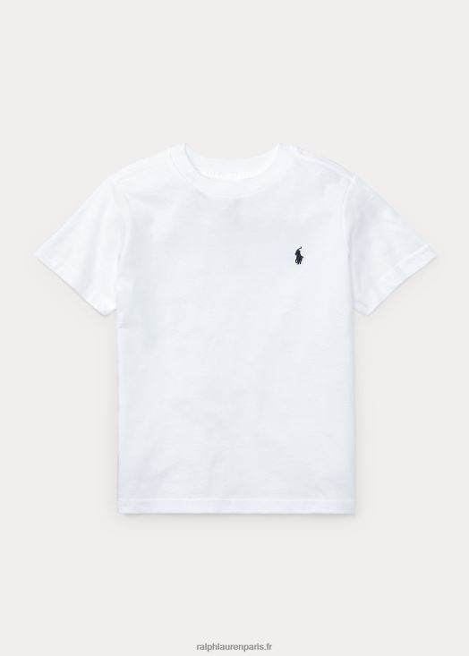 t-shirt à col rond en jersey de coton 46T60T5894 enfants Ralph Lauren blanc