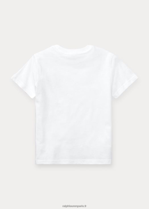 t-shirt à col rond en jersey de coton 46T60T5894 enfants Ralph Lauren blanc