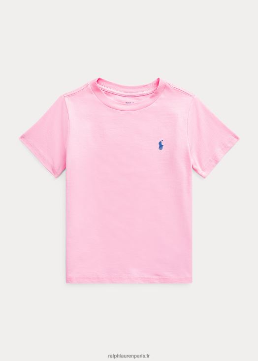 t-shirt à col rond en jersey de coton 46T60T5895 enfants Ralph Lauren rose carmel