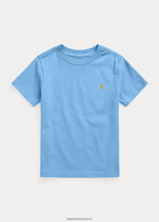 t-shirt à col rond en jersey de coton 46T60T5896 enfants Ralph Lauren bleu de l'île du port