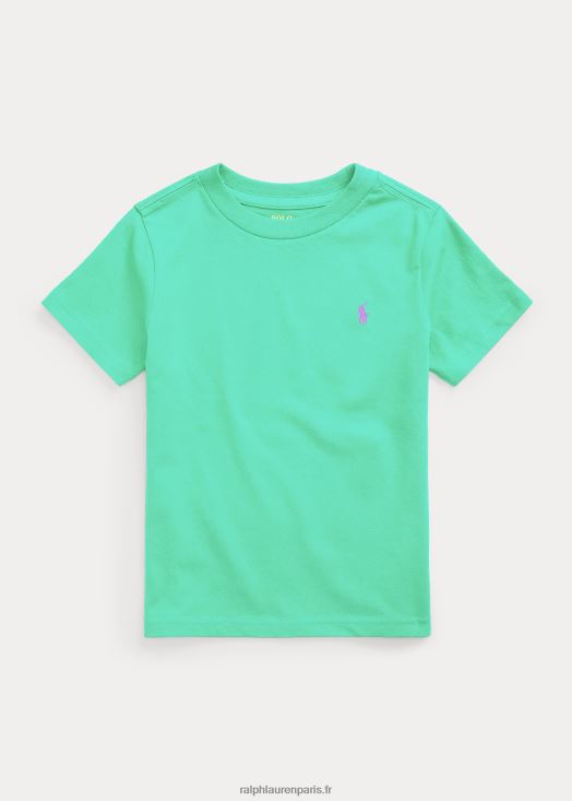 t-shirt à col rond en jersey de coton 46T60T5897 enfants Ralph Lauren vert coucher de soleil