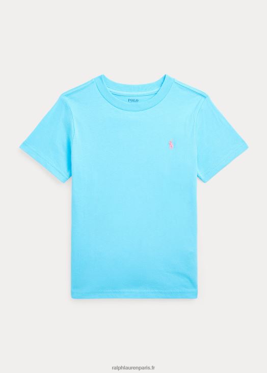 t-shirt à col rond en jersey de coton 46T60T5898 enfants Ralph Lauren nova turquoise