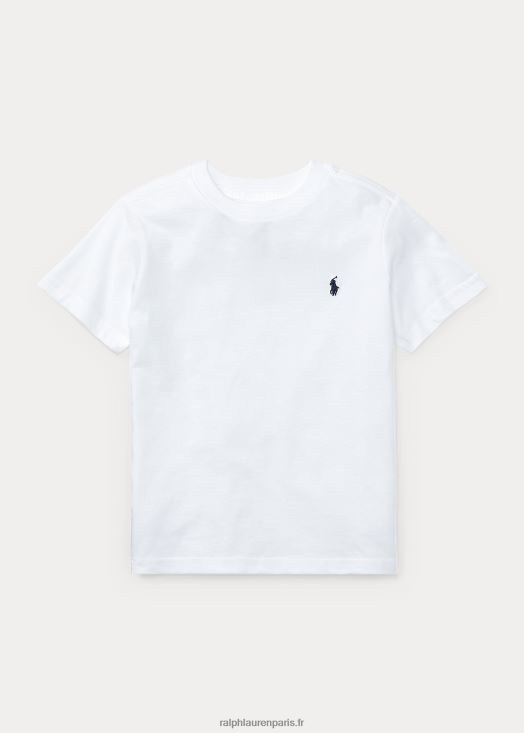 t-shirt à col rond en jersey de coton 46T60T6270 enfants Ralph Lauren blanc - Cliquez sur l'image pour la fermer