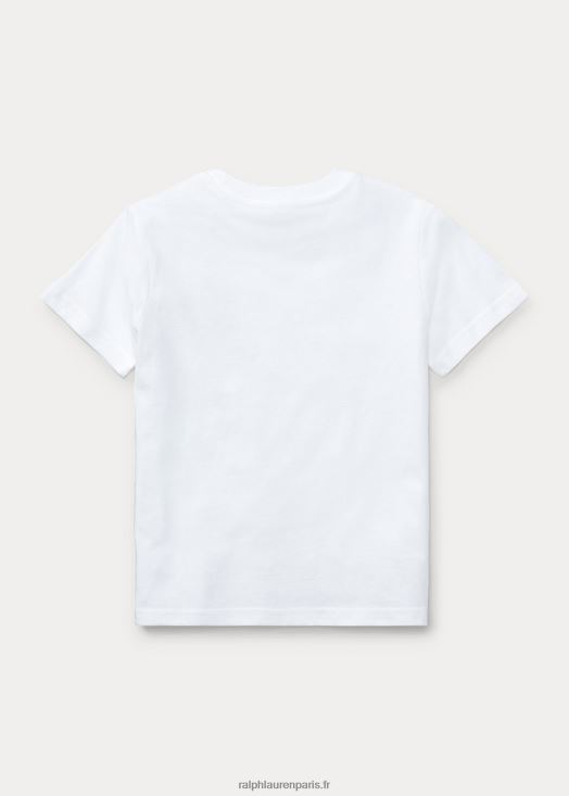 t-shirt à col rond en jersey de coton 46T60T6270 enfants Ralph Lauren blanc