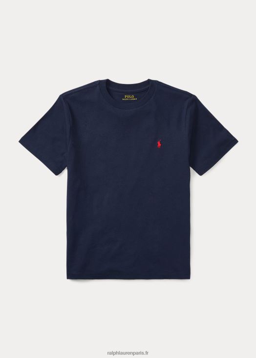 t-shirt à col rond en jersey de coton 46T60T6271 enfants Ralph Lauren marine de croisière