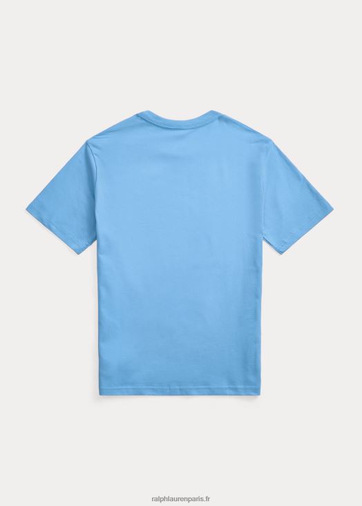 t-shirt à col rond en jersey de coton 46T60T6276 enfants Ralph Lauren bleu de l'île du port