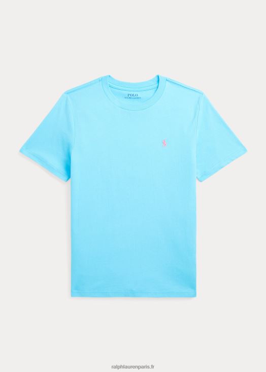 t-shirt à col rond en jersey de coton 46T60T6278 enfants Ralph Lauren nova turquoise