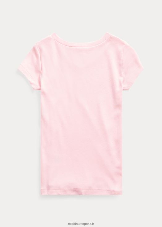 t-shirt à col v en coton modal 46T60T6956 enfants Ralph Lauren rose carmel