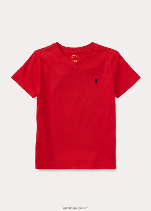 t-shirt col v en jersey de coton 46T60T5902 enfants Ralph Lauren rl 2000 rouge