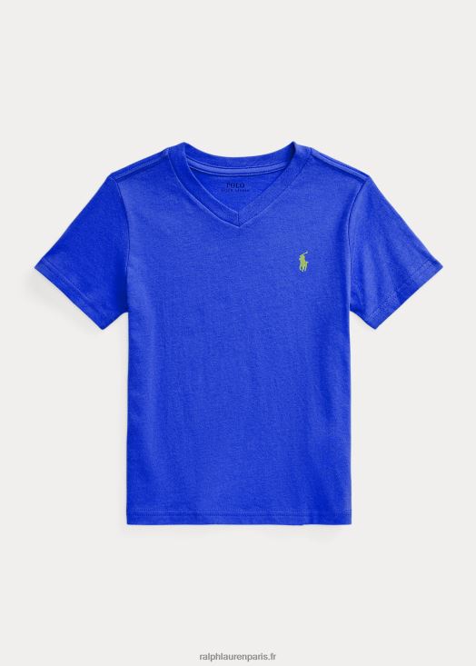 t-shirt col v en jersey de coton 46T60T5903 enfants Ralph Lauren étoile saphir