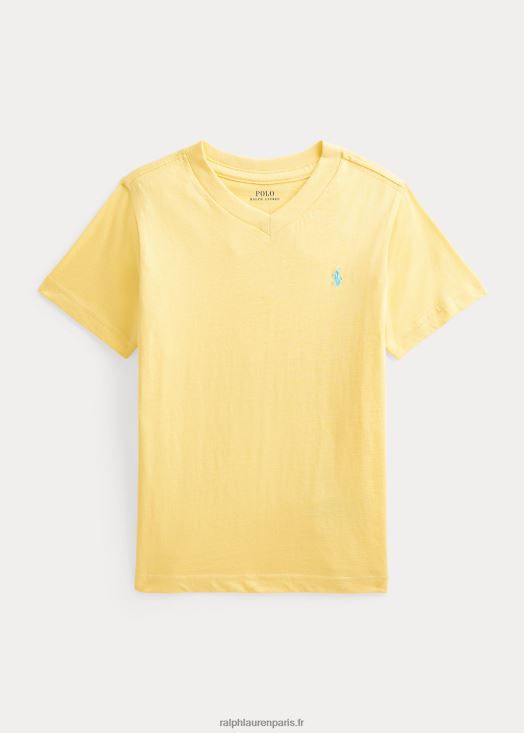 t-shirt col v en jersey de coton 46T60T5904 enfants Ralph Lauren maïs jaune