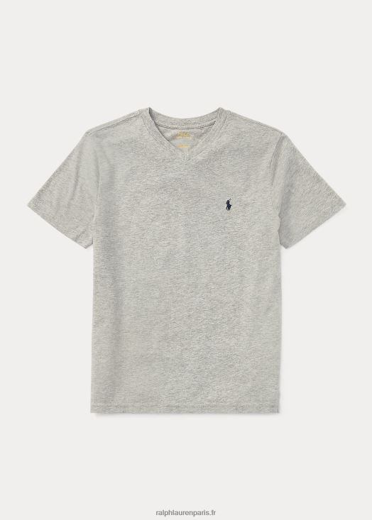 t-shirt col v en jersey de coton 46T60T6279 enfants Ralph Lauren andover bruyère