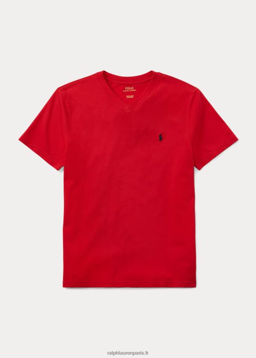 t-shirt col v en jersey de coton 46T60T6280 enfants Ralph Lauren rl 2000 rouge