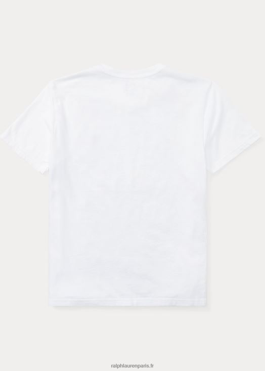 t-shirt col v en jersey de coton 46T60T6283 enfants Ralph Lauren blanc