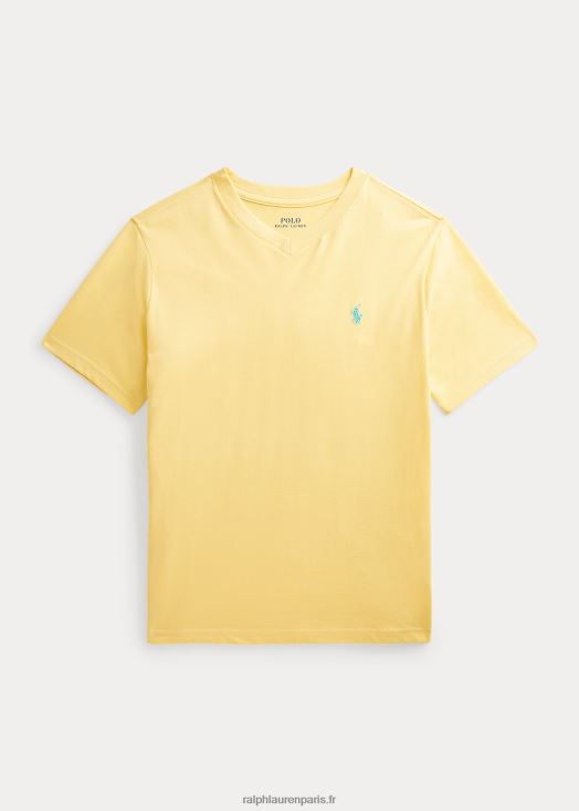 t-shirt col v en jersey de coton 46T60T6284 enfants Ralph Lauren maïs jaune