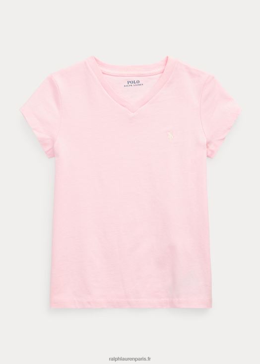 t-shirt col v en jersey de coton 46T60T6914 enfants Ralph Lauren soupçon de rose