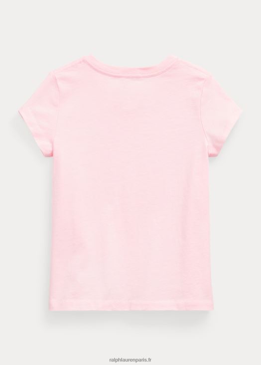 t-shirt col v en jersey de coton 46T60T6914 enfants Ralph Lauren soupçon de rose